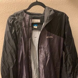 Black and gray Columbia rain jacket